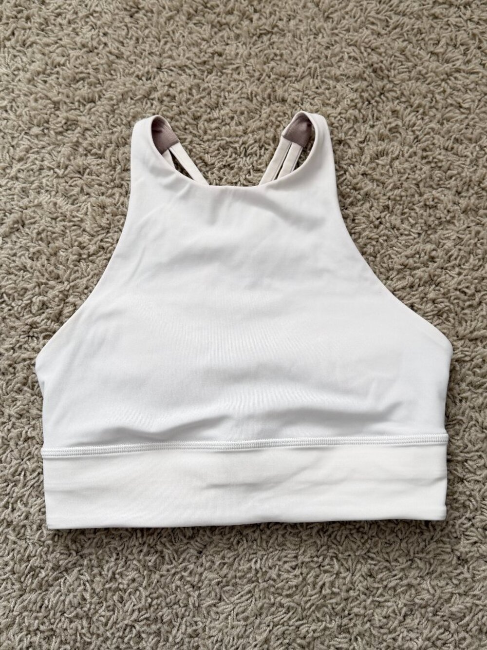 Lululemon Energy Bra High Neck Long Line Strappy White Size 6